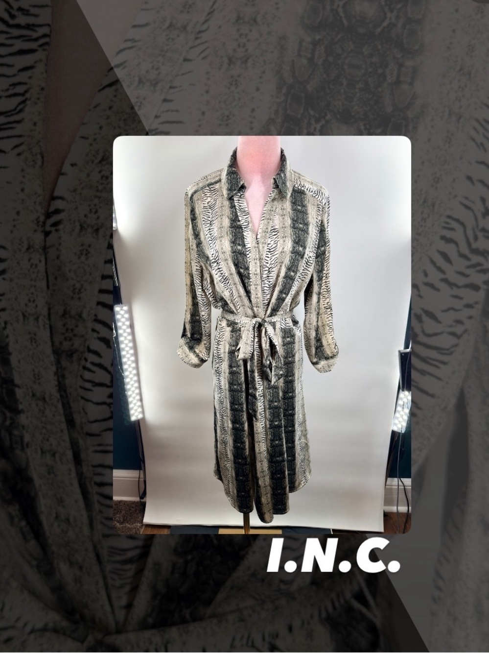 EUC INC Mixed Animal Print Shirt Dress